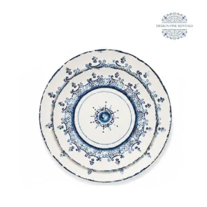 amelia azure collection china set in white background
