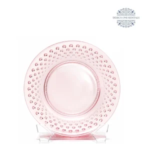 Hobnail Pink 8inch dinner plate in white background
